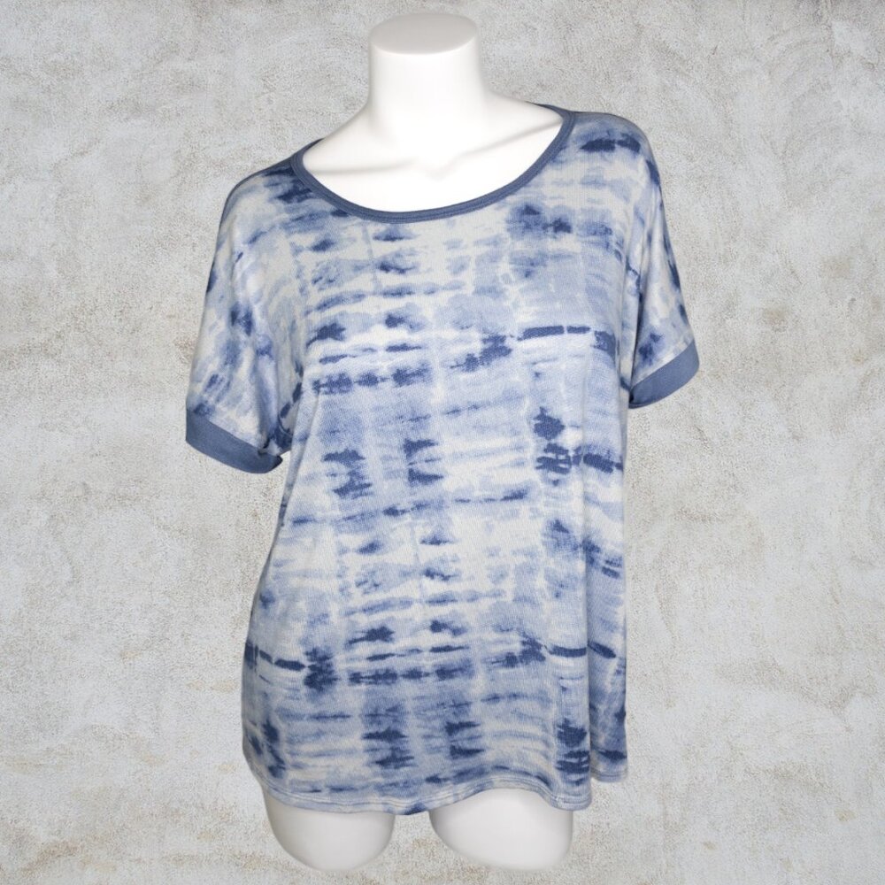 Lucky Brand Loose Fitting XXL Blouse Top Blue and White Well Made Super Soft